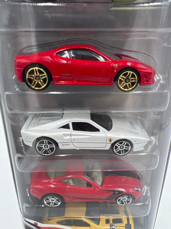 2011 Hot Wheels Ferrari 5 Pack T8629 Ferraris F50, 575 GTC, 430, GTO, 599 GTB For Sale