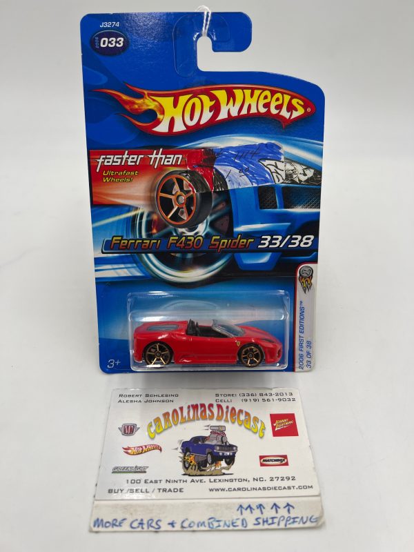 2006 Hot Wheels First Editions #033 Faster Than Ever Ferrari F430 Spider Red *Tastefully Altered Card* Cheap