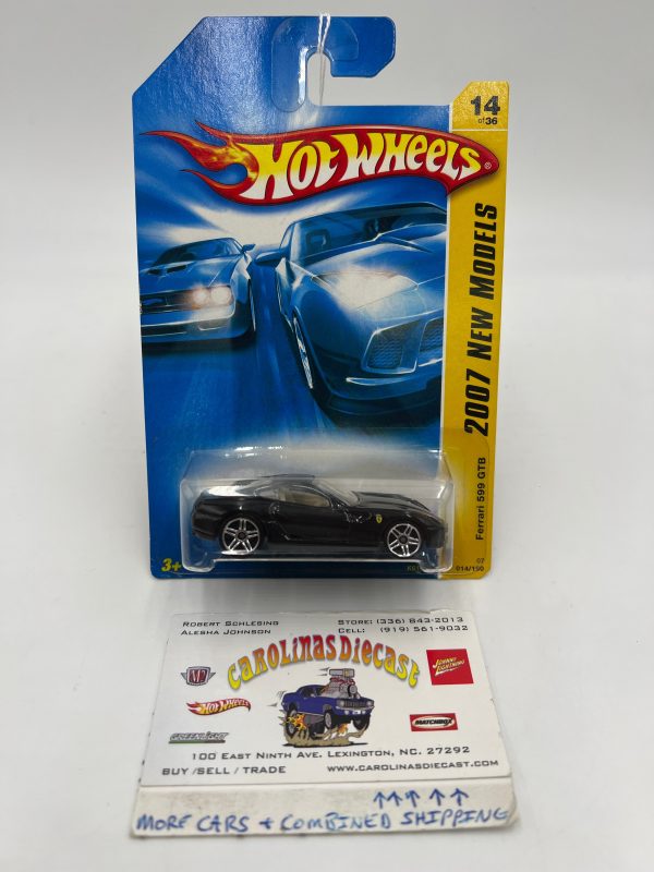 2007 Hot Wheels New Models #014 Ferrari 599 GTB Black For Cheap