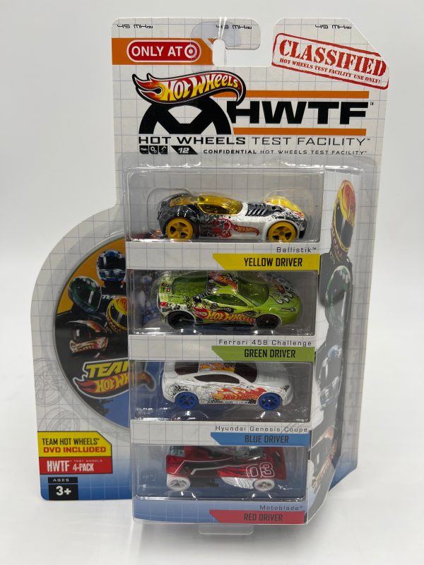 2012 Hot Wheels Target Exclusive Test Facility 4 Pack With Rare Ferrari 458 Challenge VHTF! For Cheap