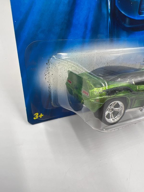 2007 Hot Wheels Super Treasure Hunt #123 69 Camaro Z28 Tooned Green W  Protector *Cracked Blister & Flaking* For Cheap