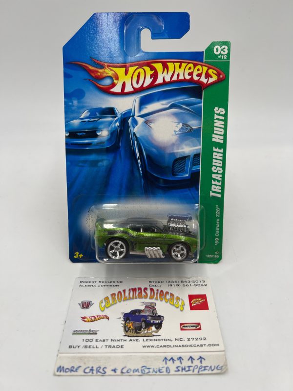 2007 Hot Wheels Super Treasure Hunt #123 69 Camaro Z28 Tooned Green W  Protector *Cracked Blister & Flaking* For Cheap