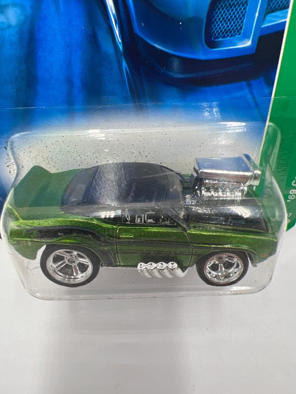 2007 Hot Wheels Super Treasure Hunt #123 69 Camaro Z28 Tooned Green W  Protector *Cracked Blister & Flaking* For Cheap