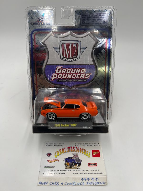 M2 Machines Ground Pounders 1969 Pontiac GTO Orange 12-24 199A For Sale