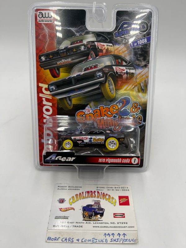 Auto World Supercon Exclusive 1 1008 Snake & Mongoose 1970 Plymouth Cuda Snake Electric Slot Car VHTF Supply