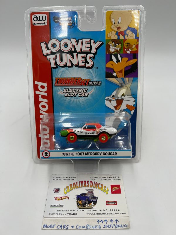 Auto World Thunderjet Ultra G Looney Tunes Porky Pig 1967 Mercury Cougar Electric Slot Car 13H Cheap