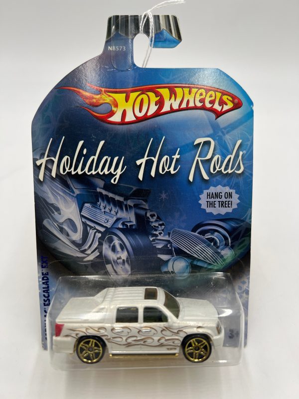 2010 Hot Wheels Holiday Hot Rods Cadillac Escalade EXT White 161K For Cheap