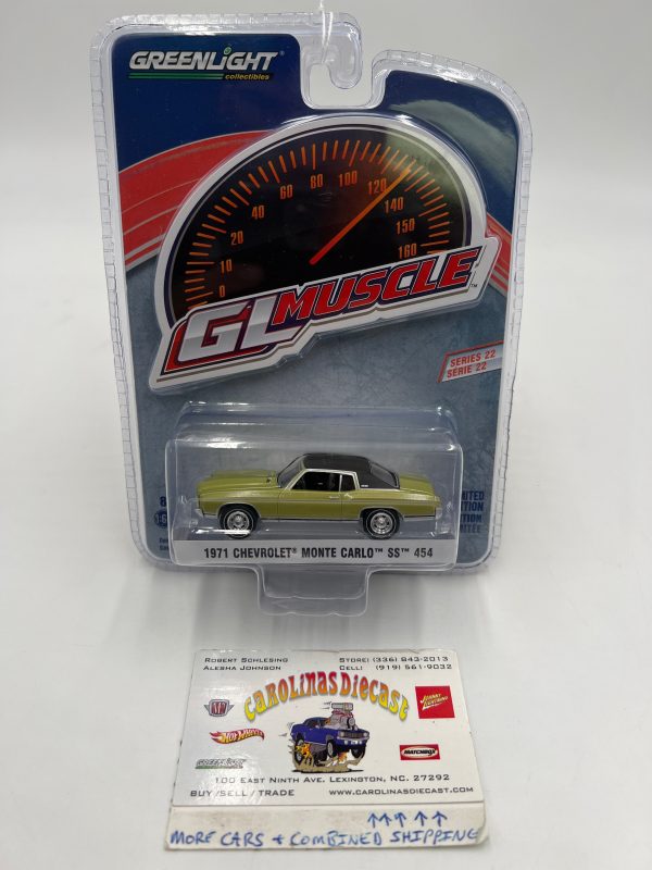 Greenlight GL Muscle Series 22 1971 Chevrolet Monte Carlo SS 454 Green 178E For Cheap