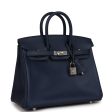 Hermes Birkin 25 Bleu Navy Swift Palladium Hardware Online Sale