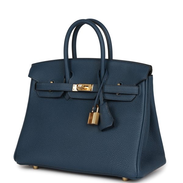 Hermes Birkin 25 Bleu De Prusse Togo Gold Hardware on Sale