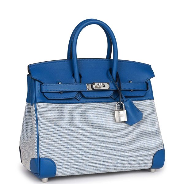 Hermes Birkin 25 Bleu Bill Toile H and Bleu France Swift Swift Palladium Hardware Fashion