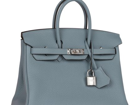 Hermes Birkin 25 Bleu Lin Verso Togo Palladium Hardware Discount