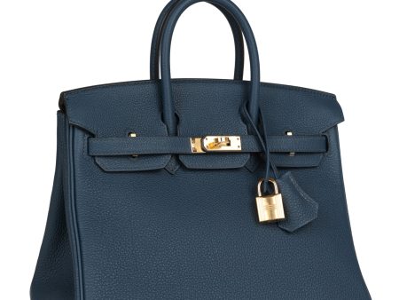 Hermes Birkin 25 Bleu De Prusse Togo Gold Hardware on Sale