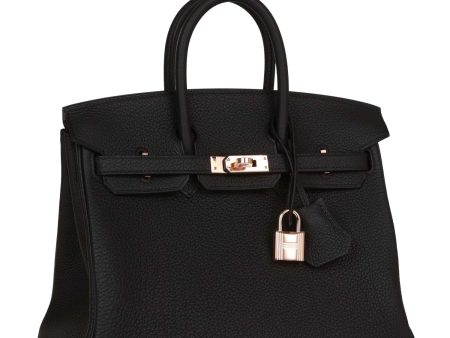 Hermes Birkin 25 Black Togo Rose Gold Hardware Online Sale