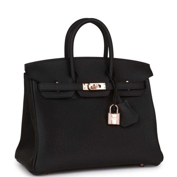 Hermes Birkin 25 Black Togo Rose Gold Hardware Online Sale